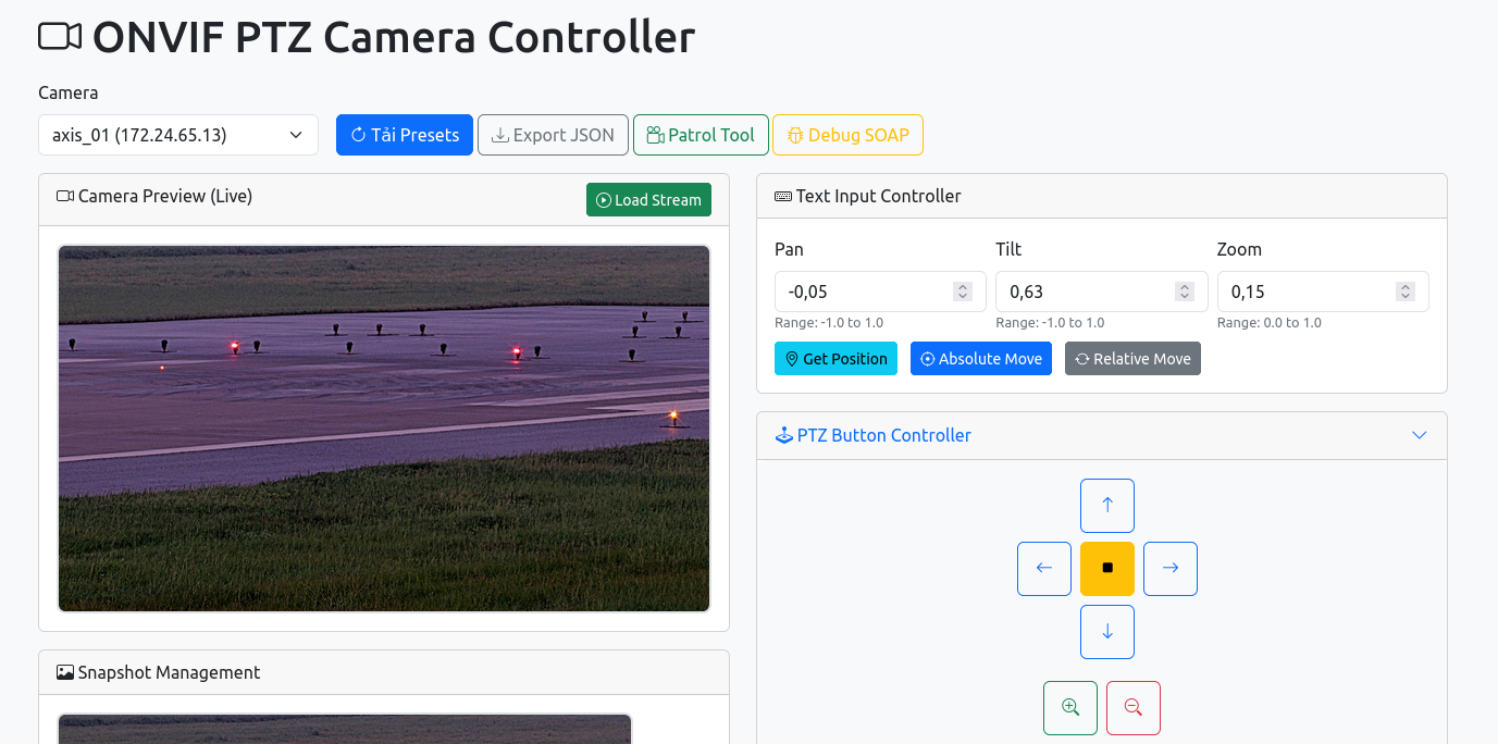 ONVIF PTZ Camera Controller
